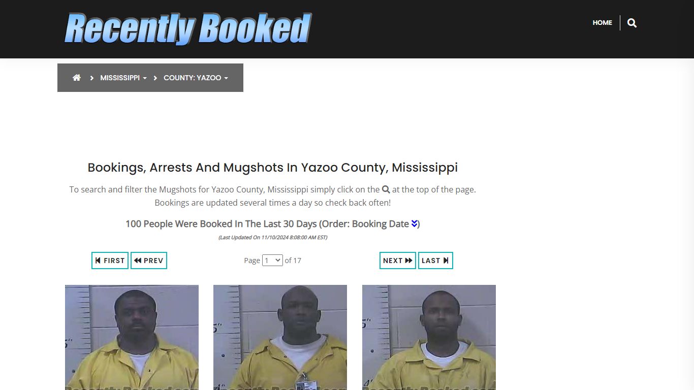 Bookings, Arrests and Mugshots in Yazoo County, Mississippi