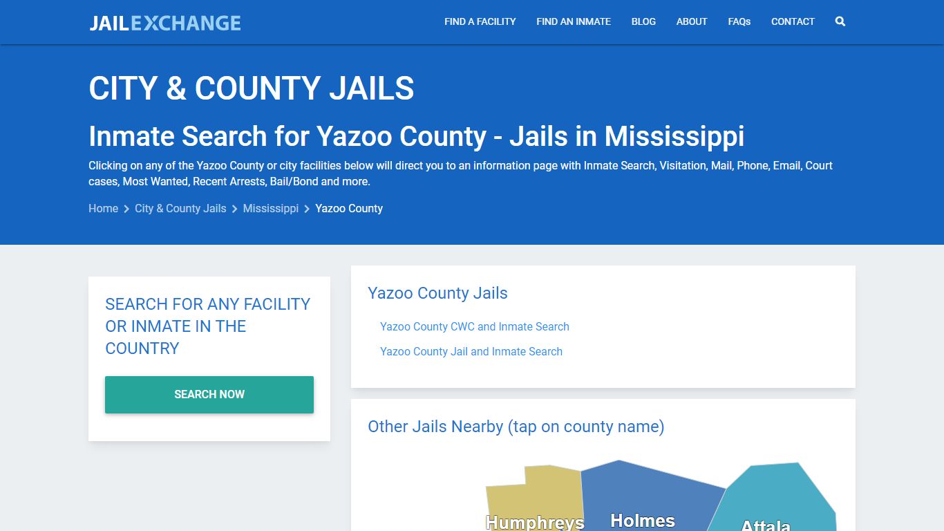 Inmate Search for Yazoo County | Jails in Mississippi - Jail Exchange